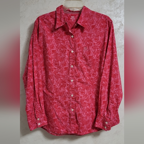 Wrangler George Straight western red/pink cowgirl button-down shirt size XL - Picture 1 of 4